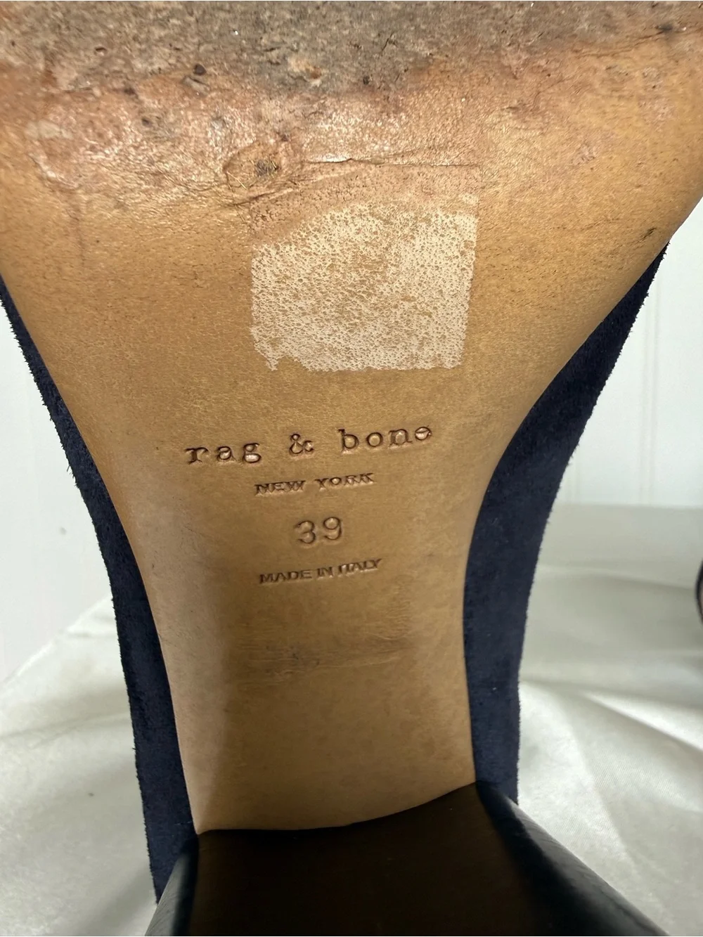 Rag & Bone Hazel Navy Suede Chelsea Ankle Boots Block Heel Size 39